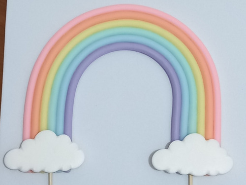 Imagen 3 de 10 de Unicornio + Arcoíris Adorno De Torta En Porcelana Fria