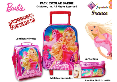 Maleta Mochila Lonchera Cartuchera Barbie - Mattel Original