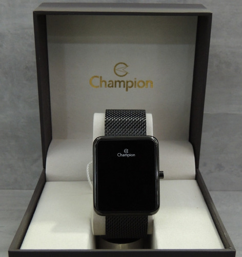 Relogio Champion Digital Preto Led Quadrado Original + Nf