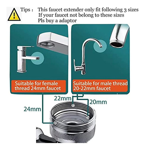 . Adaptador De Grifo De Cocina Giratorio De 1 Pulgada