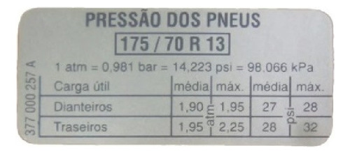 Etiqueta Indicadora Da Pressão Dos Pneus Original Gol Bola