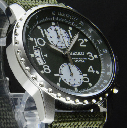 Reloj Seiko Military Snn083 F Chronograph 100 Mts. Verde Verde Musgo Acero Inoxidable Verde Musgo