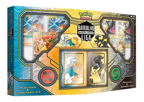 Carta Pokémon Reshiram E Zekrom Gx Com Lote 100 Cartas