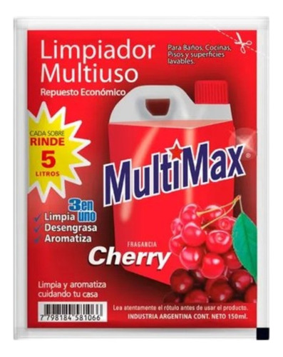 Sobre Limpiador Multiuso Multimax Cherry 150 Ml (7382)