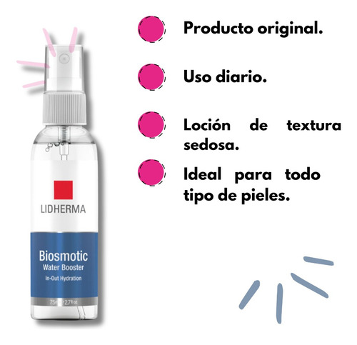 Loción Lidherma Biosmotic Water Booster De 75ml