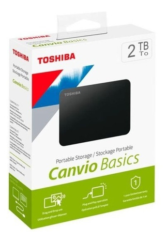 Imagen 1 de 5 de Disco Duro Externo Toshiba Canvio Basics Hdtb420xk3aa 2tb 
