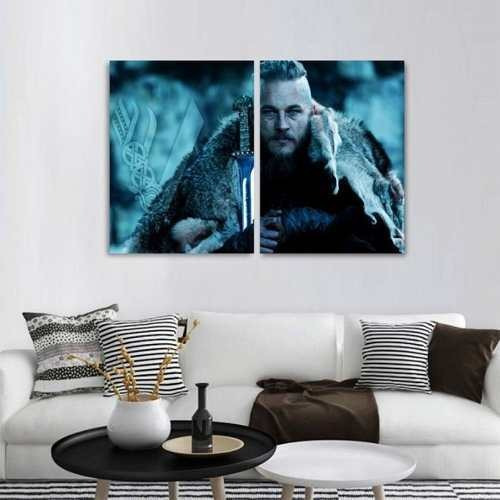 Quadro Vikings Ragnar Lothbrok King Decorativo Em Tecido