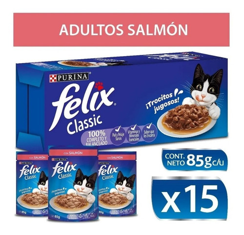 Purina® Felix® Alimento Húmedo Salmon 85 Gr X 15 Unidades