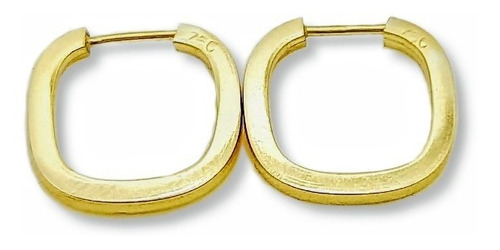 Brinco Argola Quadrada 1,2cm, Fio 1,60mm Ouro 18k-750 Cor Dourado