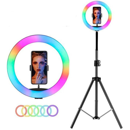 Aro Luz Led 33cm Colores Ajustable Selfie Video + Trípode