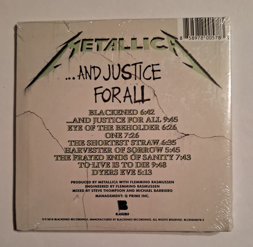 Metallica And Justice For All Cd Minilp Usa Cerrado Nuevo Remasterizado (Usado)