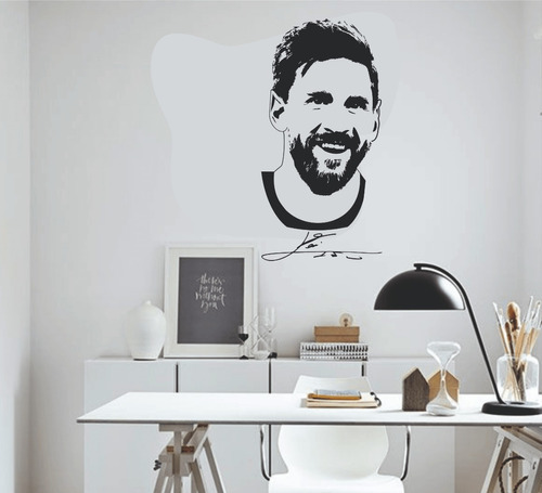 Vinilo Decorativo Lionel Messi Para Dormitorio 80 X 40 Cm