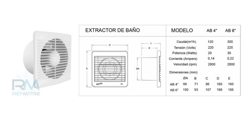 Extractor De Aire Para Baño Galaxia 4 Ab4 Silencioso