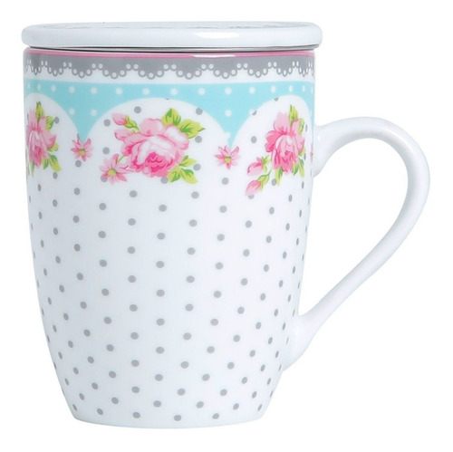 Caneca De Porcelana Com Infusor E Tampa Para Chá 310ml