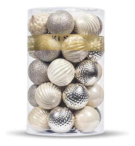 Ki Store Cream Christmas Balls 34pcs 2.36 -inch Christmas Tr