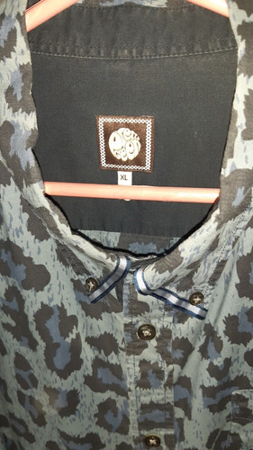 Imagen 2 de 3 de Camisa Pretty Green Animal Print Blue Liam Gallagher Xl