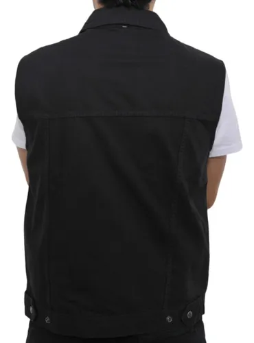 Colete jeans masculino preto 2025