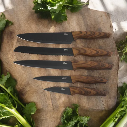 Set Cuchillería Godfrey 5 Pcs Con Mango Estilo Madera Oster