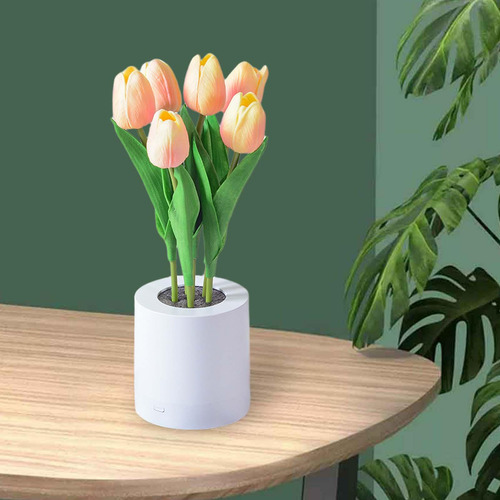 Night Light Flor Artificial Con Puerto Usb Centros De Mesa