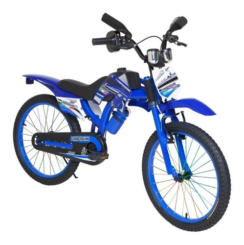 Bicicleta infantil Dencar Lamborghini 7113  2019 R20 color azul con pie de apoyo  