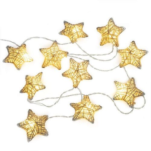 Imagen 4 de 8 de Cadena De Luces Led 10 Estrellas 2 Metros Funciona Con Pila