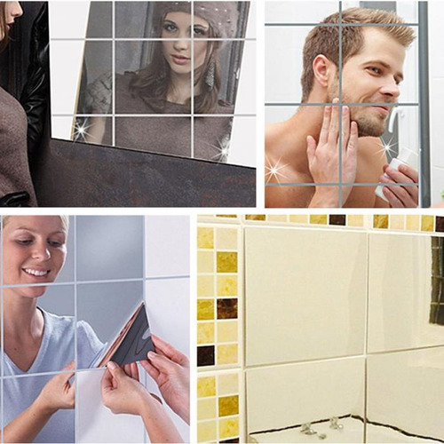 Imagen 2 de 5 de Mosaicos Tipo Espejos De Pvc Adhesivos - 9 Cuadros