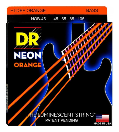 Cuerda Para Bajo De 4 Cuerdas Dr Strings, Naranja Neón, 045