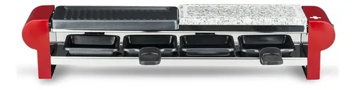 H.Koenig RP4 Raclette 2 In 1 Per 4 Persone, Con Plancha E Pietra Di Granito Naturale, 600 W, Acciaio Inox, Facile Da Pulire
