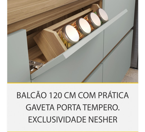 Cozinha 4 Peças Modular Nesher Rainha Ripado 100% Mdf