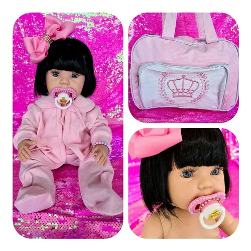 Bebê Reborn Boneca Morena Original Com Bolsa Menina Barata