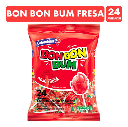 Bon Bon Bum Rojo Sabor Fresa (bolsa Con 24 Coyaks)