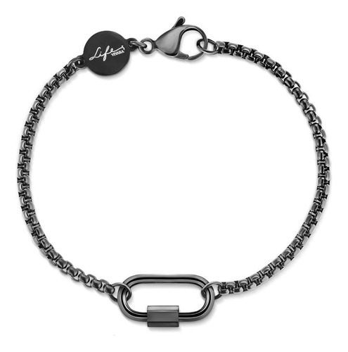 Pulseira Life Masculino Corrente Mosquetão Aço Preto 19,5 Cm Comprimento 19.5 Cm