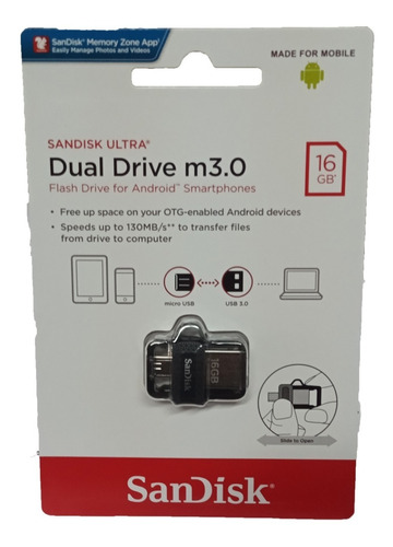 Pendrive Sandisk 16gb Ultra Dual Drive Usb 16gb 3.0 Microusb