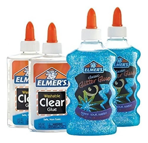 Set Kit De Inicio Para Slime Elmers Azul Brilloso 4 Piezas