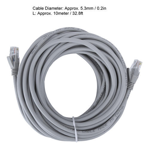 Red De Cable De 10 Metros De Cobre Gris Ethernet Cat5e 100m