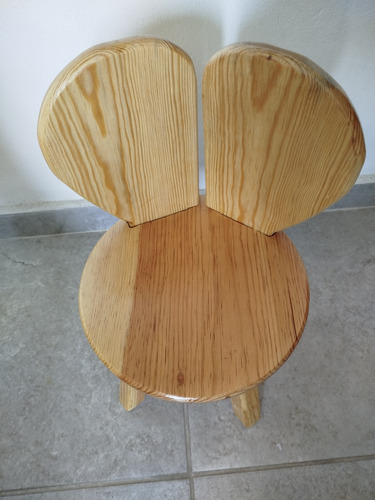 Silla Infantil Madera Solida Diseño Raton Natural