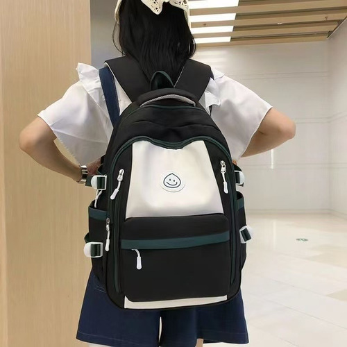 Mochila De Ocio Repelente Al Agua, Mochila De Estudiante De Campus De Gran Capacidad De Moda, Mochila De Viaje De Alto Valor, Negro Nylon