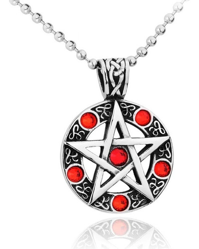 Collar Estrella Pentagrama Ojo Rojo Gótico Hombre Y Mujer 