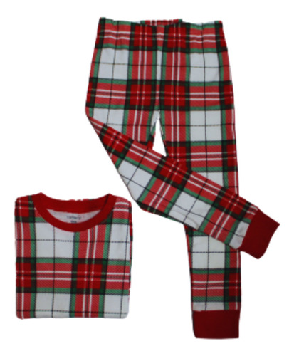 Pijama De Cuadros Navideña Roja Para Niños Carter´s Unisex