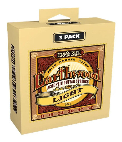 Encordaduras Ernie Ball Earthwood Light 3 Pack Guitarra 3004