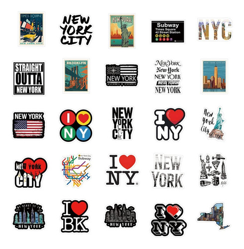 Pegatinas De Nueva York, 53 Pegatinas Estéticas Impermeables