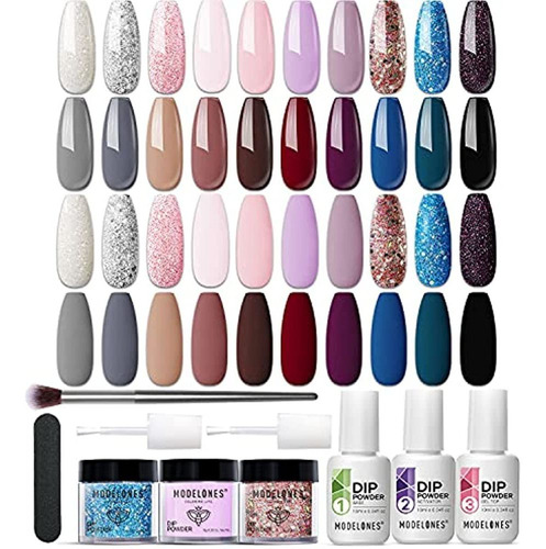 Modelones 20 Colores Dip Powder Nail Kit Starter-nude Dip Na