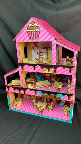 Casa de boneca em MDF casinha 60cm MONTADA