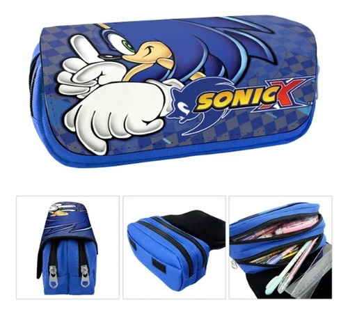 Estuche Sonic Colegio/lapices Azulino