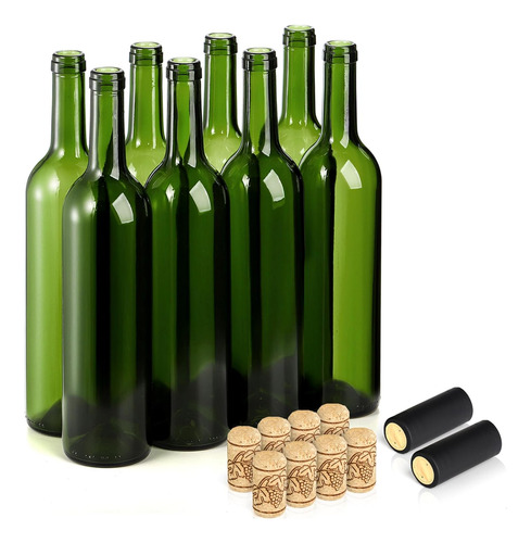 8 Botellas De Vino Bordeaux De 750ml, Botellas De Vidri...