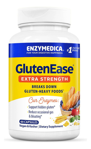 Enzima digestiva extra fuerte Glutenease Enzymedica 60 cápsulas