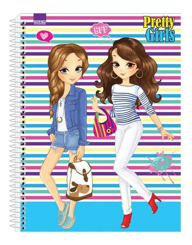 Caderno Universitário  Pretty Girls 10 Matérias Sd