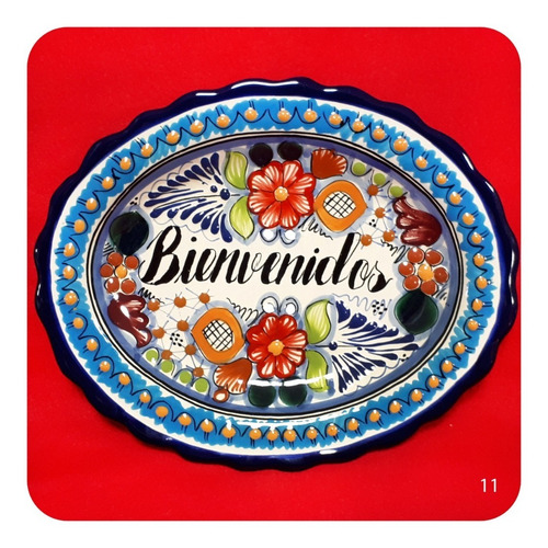 Imagen 3 de 3 de Platón Placa Talavera Poblana C/frase Decorativa Gde. 02 Plc