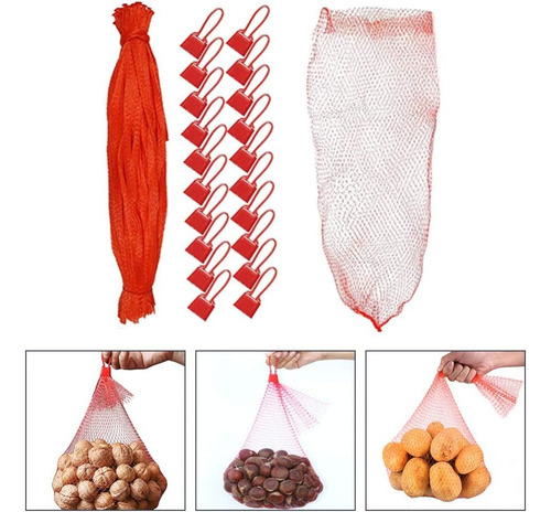 . 100 Red Bolsas Malla Nailon Plástica Reutilizable Con