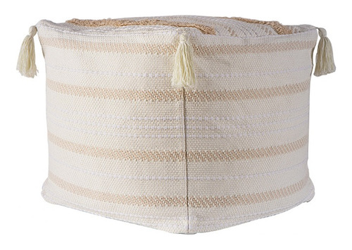 Pouf / Puff Cubo Alto Con Flecos Marroquí Relan